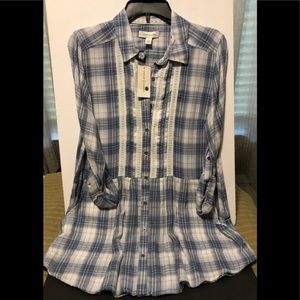 Vintage American blue plaid button down shirt sz M